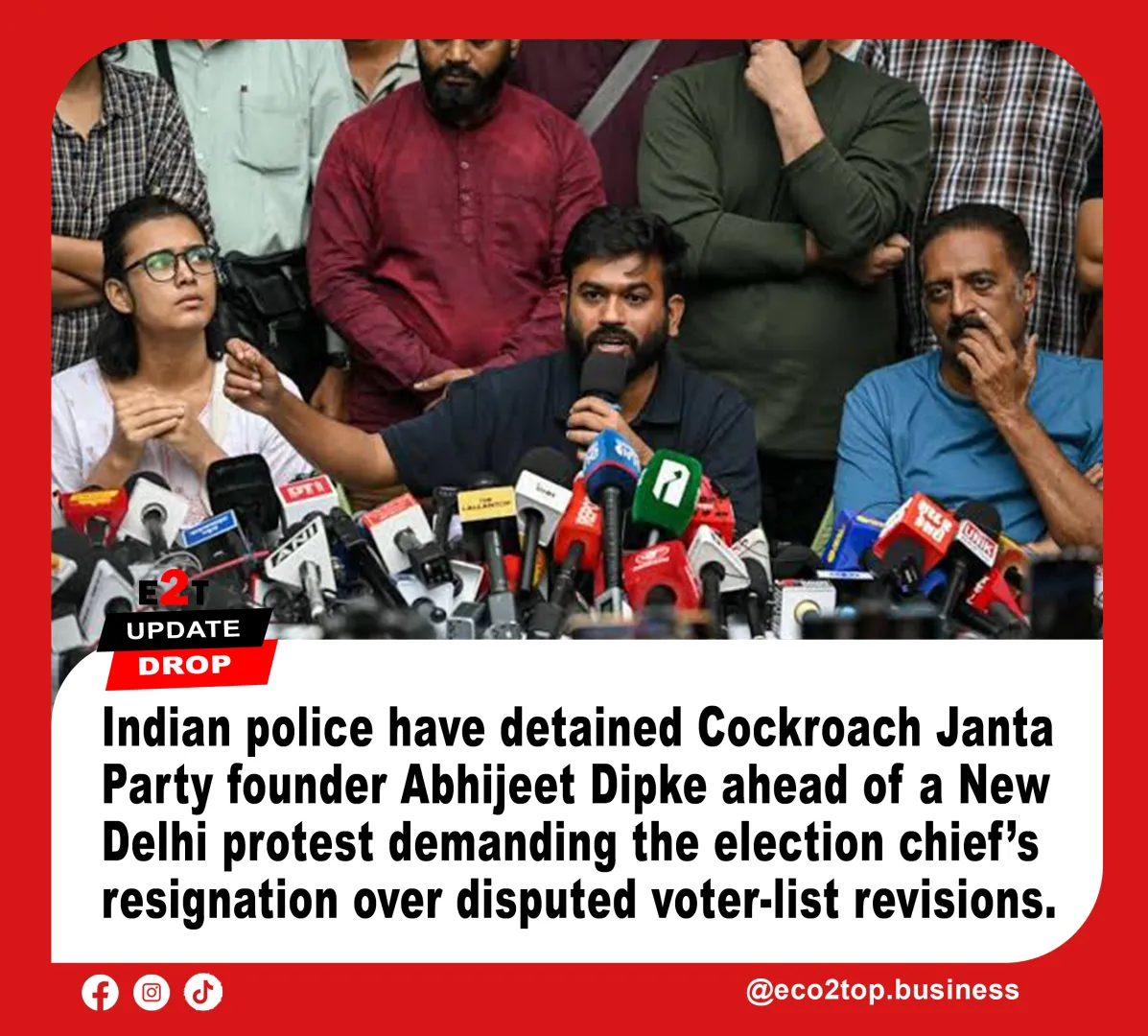 Indian Police Detain ‘Cockroach’ Movement Founder Ahead of Protest
